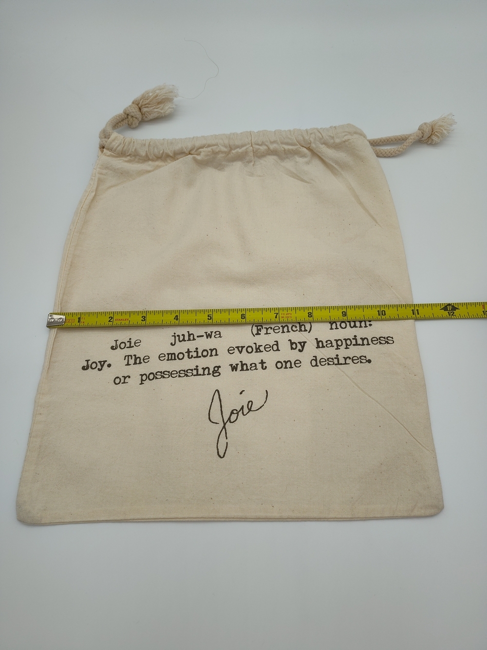 JOIE Juh-Wa French Definition Drawstring Dust Bag Cotton Canvas Pouch 12x11 EUC - Picture 5 of 5